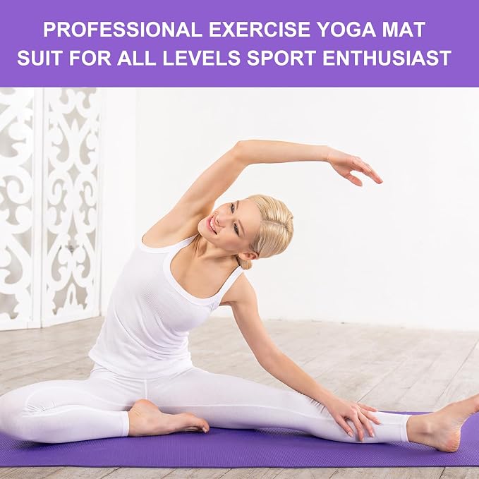 3 mm Thin Yoga Mats Bulk, Lightweight PVC Exercise Mats Non Slip Workout Fitness Pads for Yoga Pilates Stretching Classes Gym Home Studio, Easy to Clean