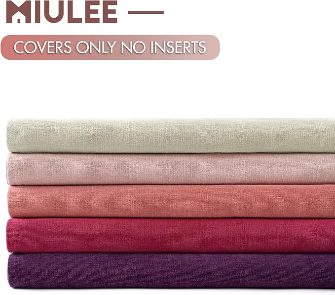 MIULEE Hot Pink Red Chenille Couch Throw Pillow Covers, 20x20 | Set of 2, Soft Farmhouse Modern Home Decor, Decorative Pillowcases for Sofa Living Room Bed