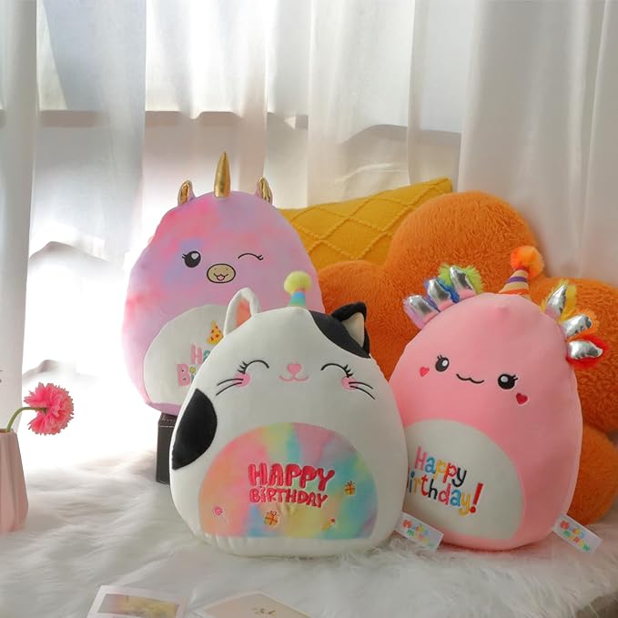 12” Birthday Unicorn Happy Birthday Plush Pillow Soft Stuffed Animal Cute Unicorn Plush Toy Gifts for Kids