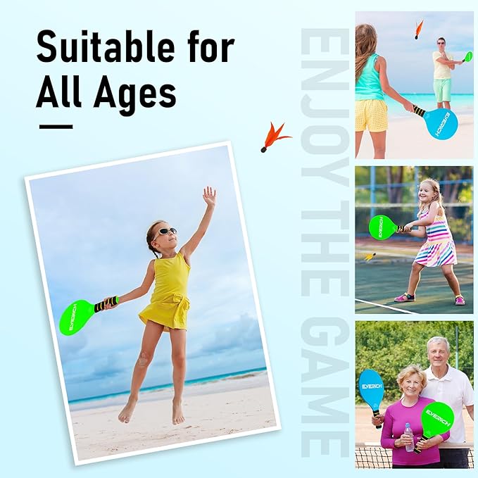 EVERICH Toss and Catch Ball Game & Paddle Ball Set, Outdoor Games for Kids Outdoor Toys Yard Games, Beach Pool Lawn Camping Outside Toys for Adults and Family Fun, Great for Boys Girls