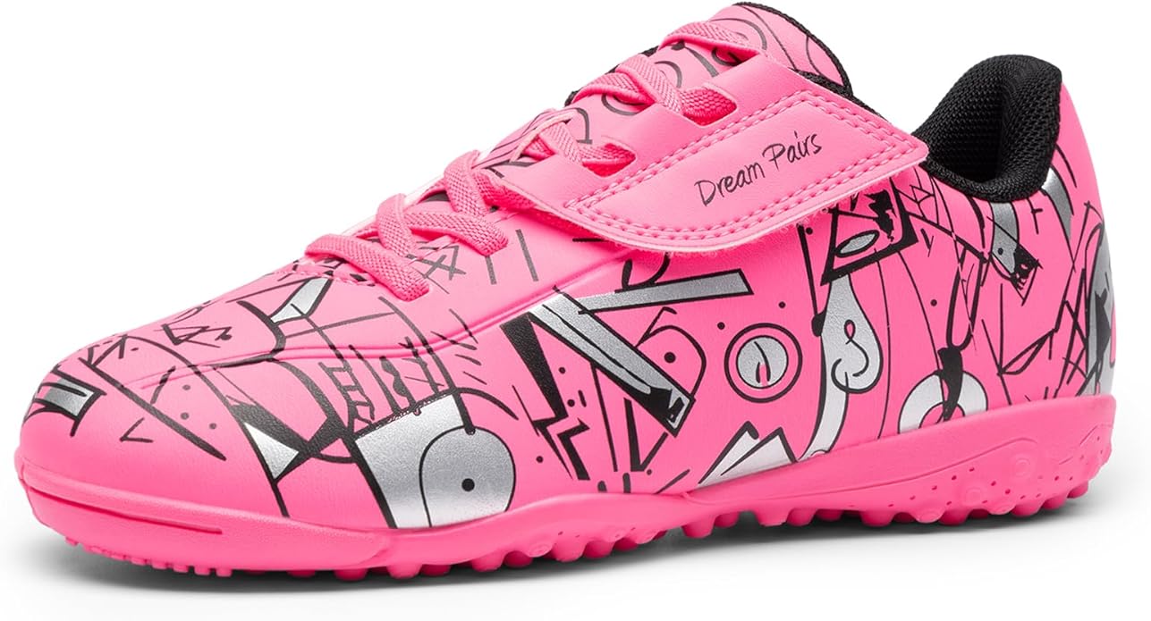 DREAM PAIRS Boys Girls Indoor Turf Soccer Cleats Lace Up Athletic Youth Futsal Football Casual Shoes for Little/Big Kid