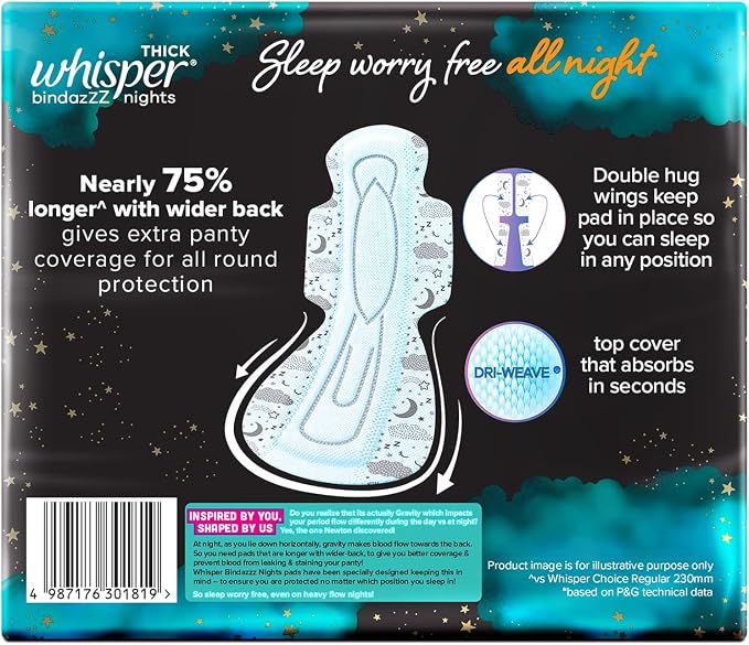 Whisper Ultra Night Sanitary Pads for Women, XXXL 20 Napkins