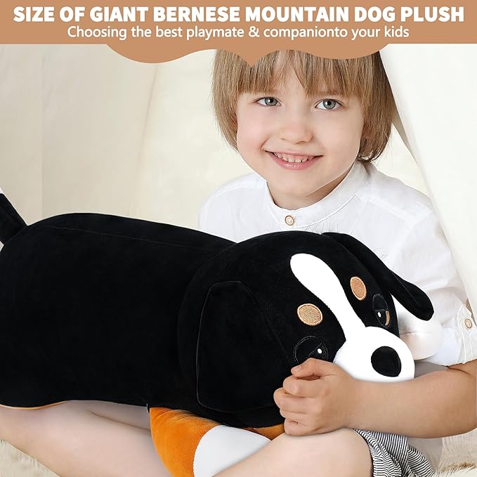 30'' Giant Bernese Mountain Dog Plush Stuffed Animal- Bernese Mountain Dog Plush Pillow Plushies, Large Sleeping Stuffed Animals Plushie Toy, Big Body Pillow Birthday Gifts for Kids Girls Boys