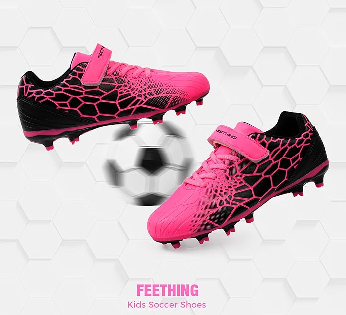 Kids Soccer Cleats for Boys Girls Soccer Shoes Firm Ground Youth Lightweight Athletic Training Football Cleats for Little/Big Kid