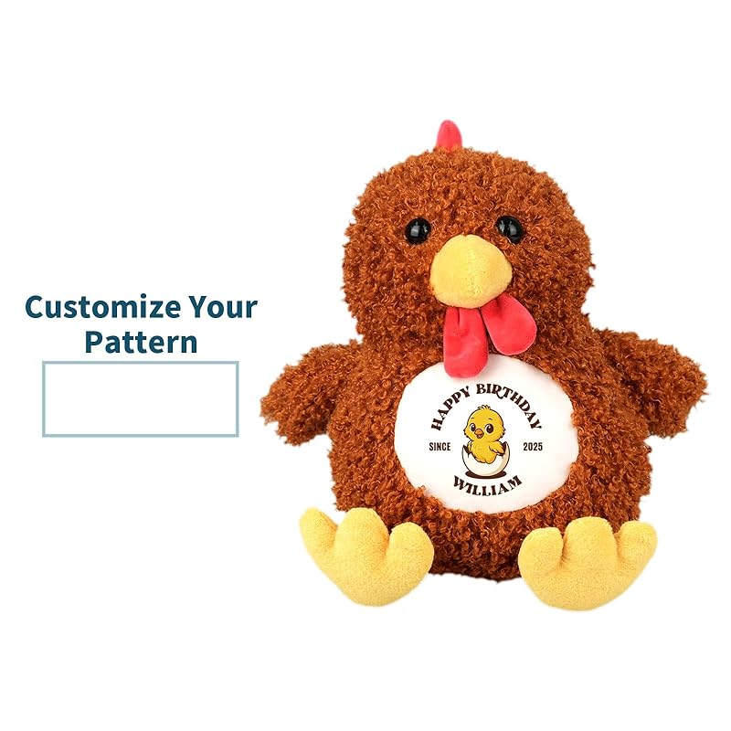 Custom Chicken Stuffed Animal 10.2" Chicken Plush Doll, Soft Cute Birthday Christmas Gift for Girls Boys Farm Lovers
