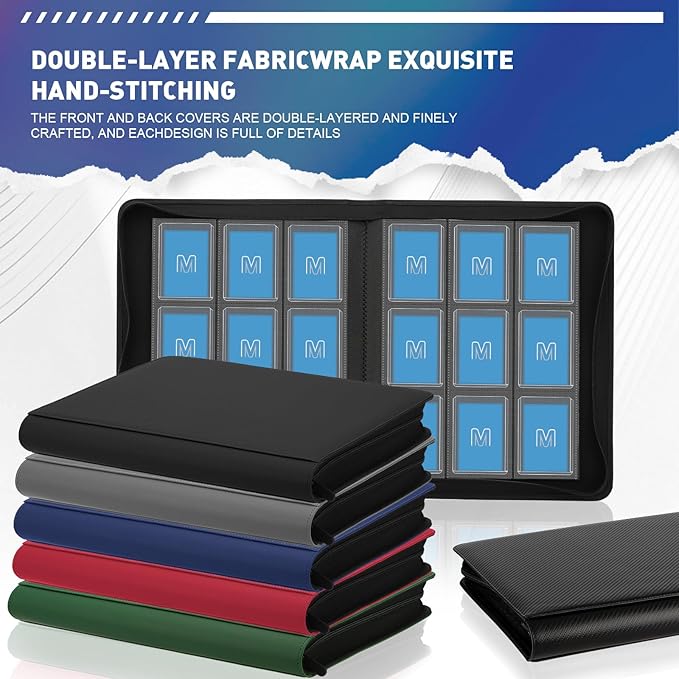 Toploader Binder,Trading Card Binder Storage Hold up 288 Cards 9-Pocket Top Loader Binder with Sleeves for 3"x4" Rigid Toploaders Hard Cases (9Navy Blue)