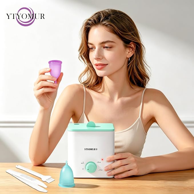 YTYOMUR Menstrual Cups with Sterilizer, 2 Reusable Period Cups for Women, Tampon and Pad Alternative, Feminine Cup with Cleaner Set