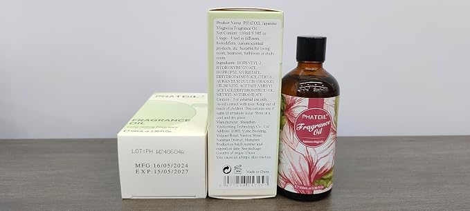 PHATOIL 3.38FL.OZ Japanese Magnolia Fragrance Oils for Aromatherapy, Essential Oils for Diffusers for Home, Perfect for Diffuser, DIY Candle and Soap Making, DIY Scented Products - 100ml