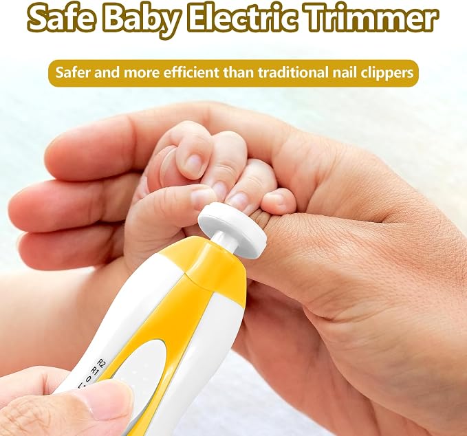 Qunlions life Baby Nail Trimmer Electric, 6 in 1 Rechargeable Baby Nail Clippers Manicure Set Grooming Kit for Toddler Infant or Adults (Yellow)