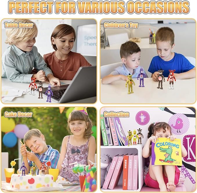 Action Figures Set, 5 Pcs Action Figures Toys, 5.5 Inches Movable Joints Collectible Toys Set with Light for Toys Dolls Gifts Cake Toppers