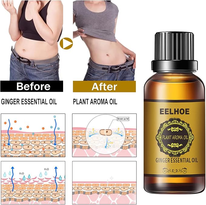 30 ML Belly Drainage Ginger Oil, Promote Blood Circulation Metabolism SPA Lymphatic Drainage Massage Oil.