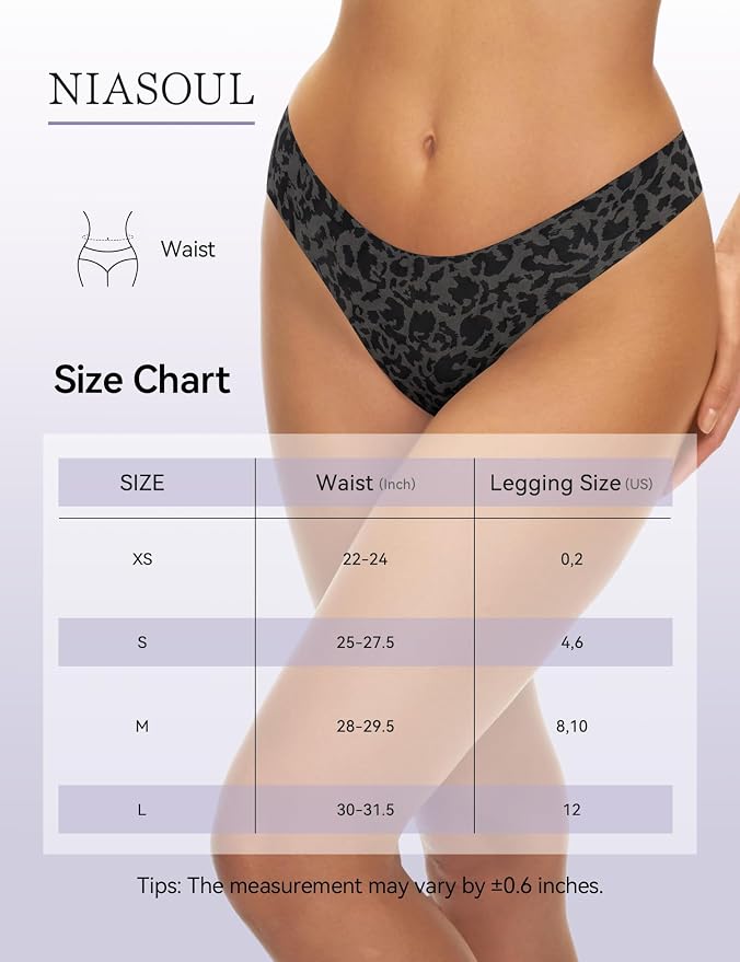 NIASOUL Thongs for Women Seamless Thong Panty Liners No Show Breathable G-Strings Workout Underwear