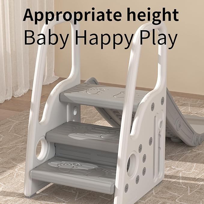 3 in 1 Toddler Slide Large Play Climber PlaySet with Extra Long Slipping Slope Indoor Slide Kids Slide Toddler Playground Toddler Slide Outdoor Toys for Toddlers (White)