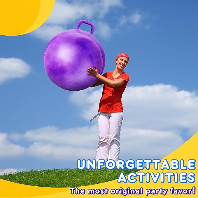 Lewtemi 2 Pcs 20 Inch Big Hopper Ball Jumping Hopping Inflatable Bouncing Ball with Handle and Air Pump for Adults Carnival Outdoor Sports Game(Gradient Purple, Gradient Blue)