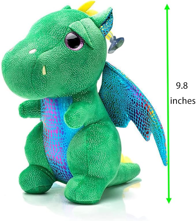Dragon Stuffed Animal Cute Dragon Plush Doll Soft Toy 10 inch for Girls Boys Christmas Children's (Dragon Green 25cm)