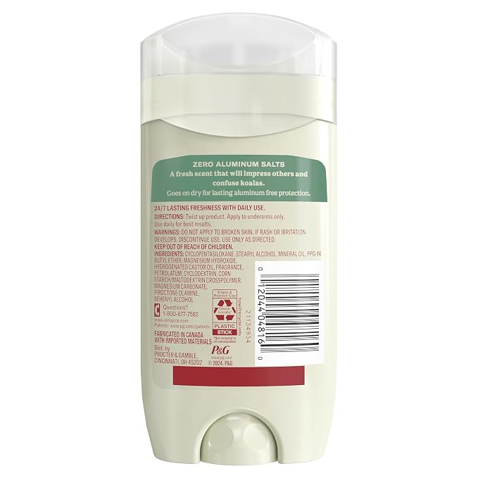 Old Spice GentleMan's Aluminum Free Dry Feel Deodorant for Men,24/7 Lasting Freshness,Gentle on Skin with Skin Conditioners,Eucalyptus + Coconut Oil Scent,3.0 oz,(Pack of 6)