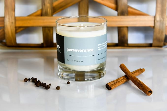 Yes You Candle - Perseverance, Teakwood & Spices, Highly-Scented, Inspirational Soy Candle, Made in USA, Great Message, Pure Essential Oils, Aromatherapy, 8 oz
