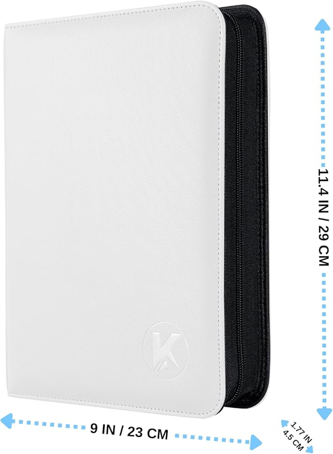 Top loader Binder, Holds 128+ Toploaders, 4 Pocket Top Loader Card Storage Case, Double-Sided Pockets for trading card in 3 x 4'' Toploaders(White)