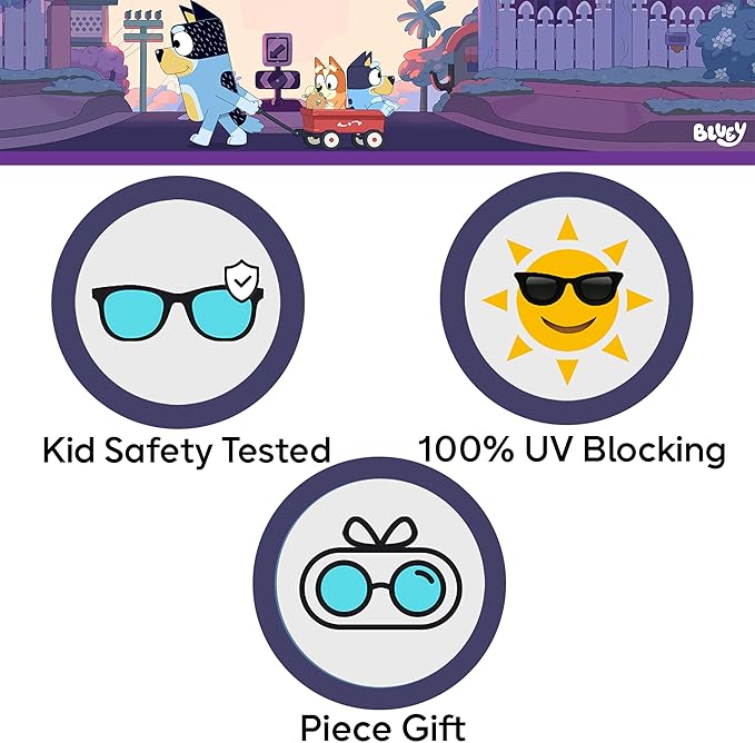 Bluey Toddler Sunglasses - Arkaid Bluey Cateye with Comfortable UV-Protective Bluey Sunglasses Toddler Size w/t Soft Case