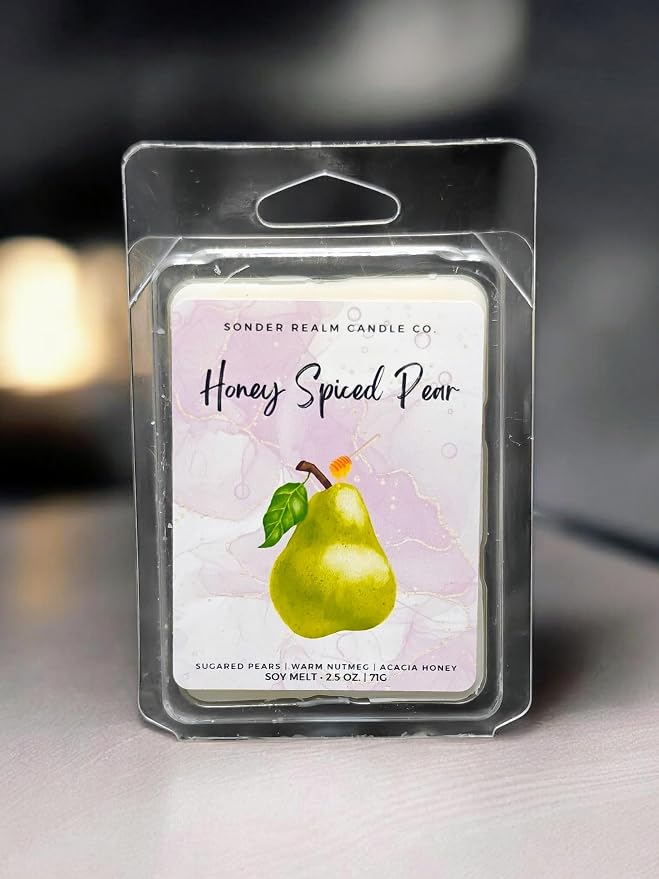 Honey Spiced Pear - Cozy Fall/Winter Soy Wax Melt - Maximum Scent Wax Cubes/Melts- 1 Pack - 2.5 Ounces -Phthalate Free, Long Lasting Scent, Foodie Gift