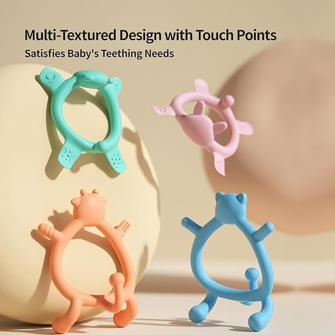 Pigeon Silicone Animal-Shaped Baby Teether, Green Bear, 3M+, 1 Count – Multi-Textured Teething Relief Toys, Lightweight & Easy to Grasp