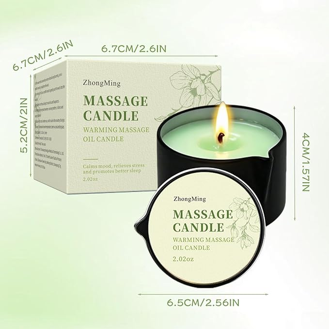 Warming Massage Oil Candle, Scented Body Oil Candle for Spa & Home Use, Romantic Gift, 2.02 oz (Gardenia)