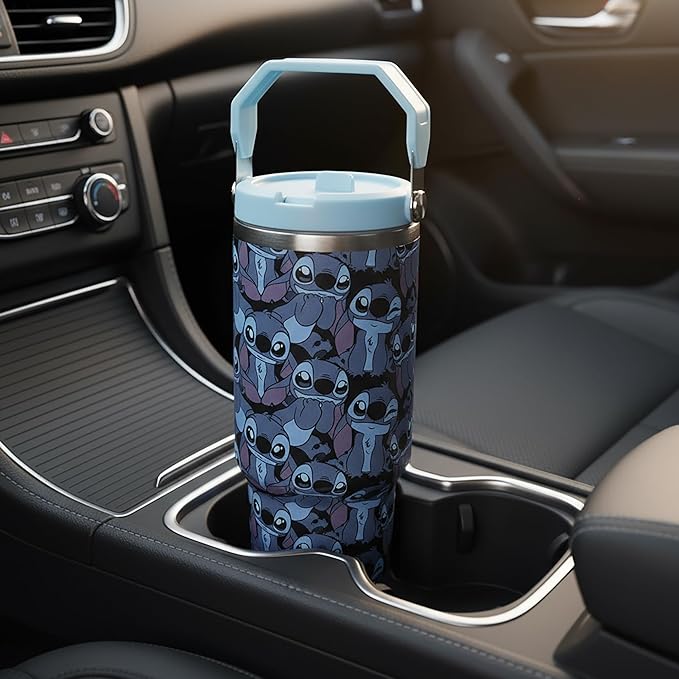 Disney Stitch All-Over Print Blue 40 Oz Stainless Steel Tumbler With Handle