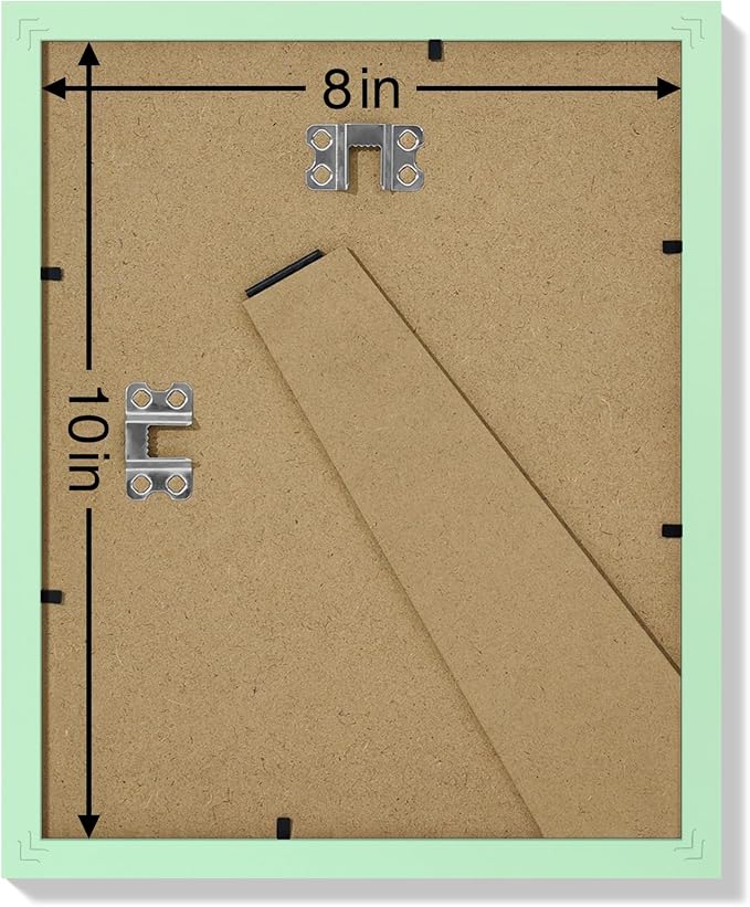 Vittanly 8x10 Picture Frames Set of 9, Wall & Tabletop, Light Green | Display Pictures 5x7 with Mat or 8x10 without Mat, Small Photo Frames, Engineered Wood with Shatter Resistant Plexiglass