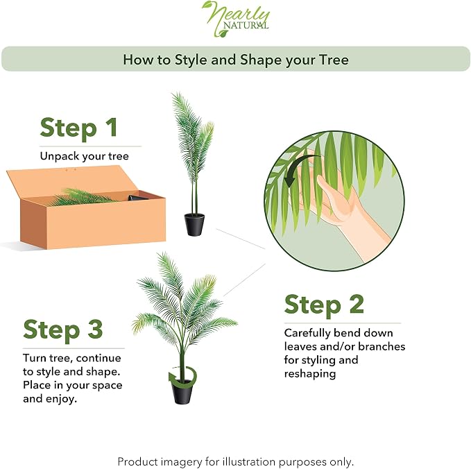 Nearly Natural 8 ft Artificial Golden Cane Palm Tree with Nursery Pot | Two Realistic Trunks, Lifelike Palm Leaves, Black Nursery Planter, Indoor Home Decor, Maintenance-Free foliage