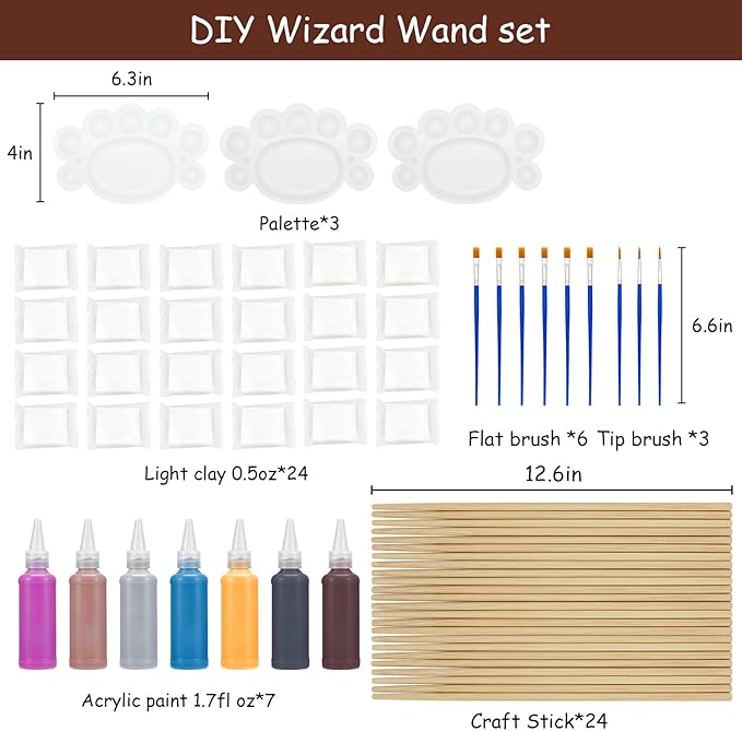 Magic Wizard Wand Making Kit DIY Craft Set for Kids Adult Birthday Party Gift Make Your Own 24 Wands (67-Piece)