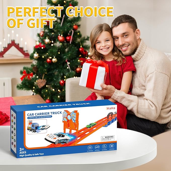 Transport Truck with 24pcs Die-Cast Cars Toys, Cars Toddler Toys Gifts for 2 3 4 5 6 7 Years Old Boys Girls