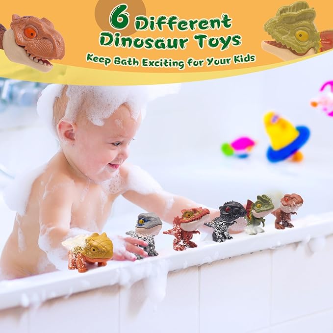 Zwish 6PCS Biting Finger Dinosaurs Toy Collectibles for Display, Dinosaur Play and Snap On Figure Novelty Creative Theater Puppet Doll Animal Hand Puppet Dino Toy Gift for Kids