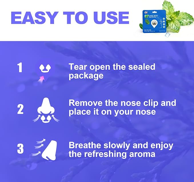 Peppermint Aromatherapy Nose Clip, Soft Wearable Fragrance Accessory, Hands-Free Clip-On Scent Product for Driving, Work and Study, Discreet Personal Aroma(2pack)