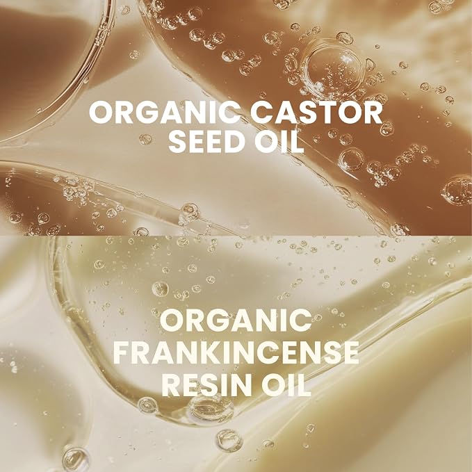 Organic Castor Oil + Frankincense Roll-On | USDA, Cold-Pressed, Hexane Free, Vegan Castor Oil with Frankincense Essential Oil | Body Massage Oil for Aromatherapy & Lymphatic Massage, 3 oz, by M3