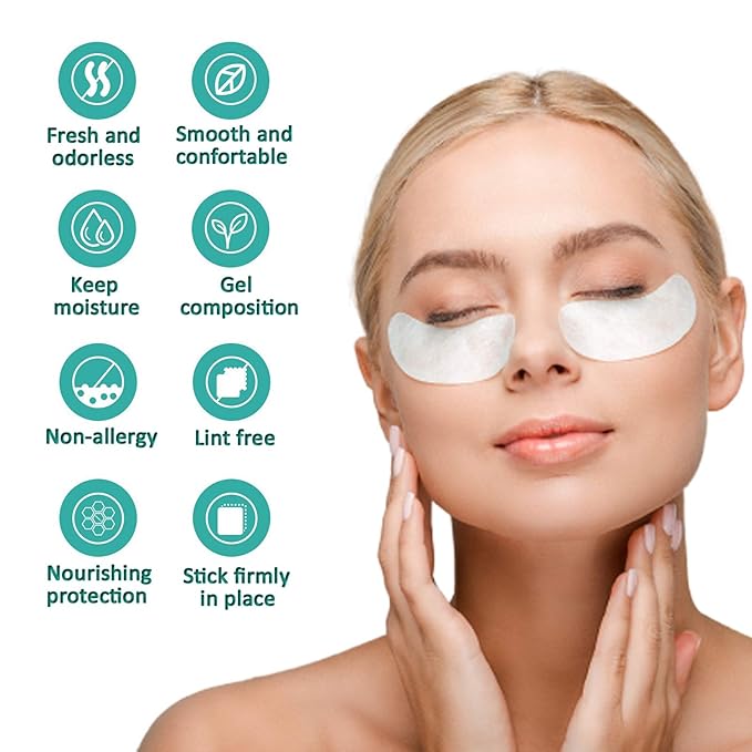 50 Pairs Set Under Eye Pads,Eyelash Extension Gel Patches, Lash Extension Lint Free Under Hydrogel Eye Mask Pads Beauty Tool. (Pink)