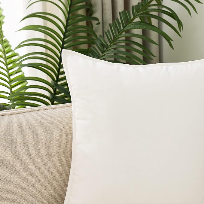 Velvet Cream white Throw Pillow Covers 18”x18”Pack of 2 Soft Decorative | Square Cushion Covers for Couch Sofa Bed Livingroom Car Home Decor,45x45Cm