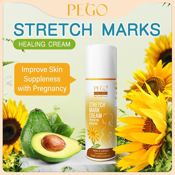 PEGO Stretch Mark Oil for Pregnancy, Maternity Body Oil for Stretch Mark Prevention & Reduction, Hydrating Skin Care, 5.41oz (Oil+Cream)