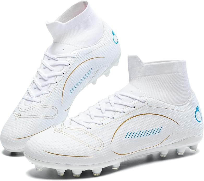 Kids Soccer Cleats Boys Girl Football Cleats Youth Turf Soccer Cleats High Top Athletic Outdoor Trainning Football Shoes for Little/Big Kid
