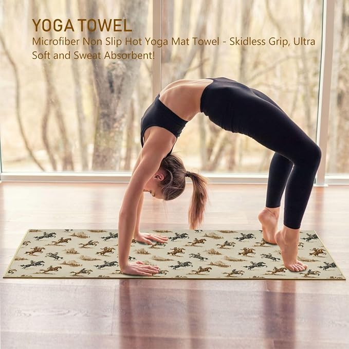Cowboy Yoga Mat Towel 73 x 27 Inch Non Slip Soft Sweat Absorbent Hot Yoga Mat Towel for Pilates and Workout