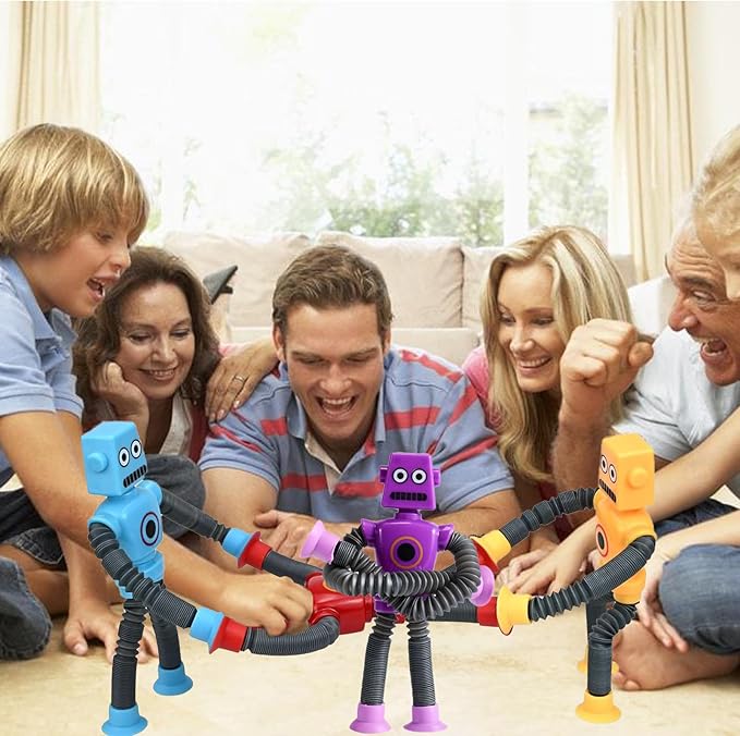 20 Pack Telescopic Suction Cup Robot Toy, Stretchy Giraffe SuctionAnimal Autism Sensory Toy for Toddlers, Travel Essential, Educational Classroom Treasure Box, Stretchy Robots Party Favors