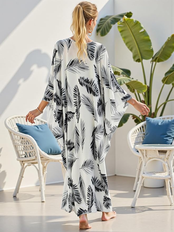 Mumu Dresses for Women Plus Size, Bohemian Kaftan Beach Cover Up Long Maxi Nightgown Soft Loungewear