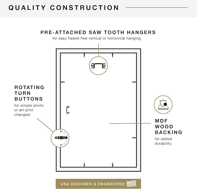 MCS Studio Gallery 16x24 Poster Frame Natural Woodgrain Engineered Wood, Vertical & Horizontal Wall Hanging Large Picture Frame for Photos, Posters & Art Prints (2-Pack)