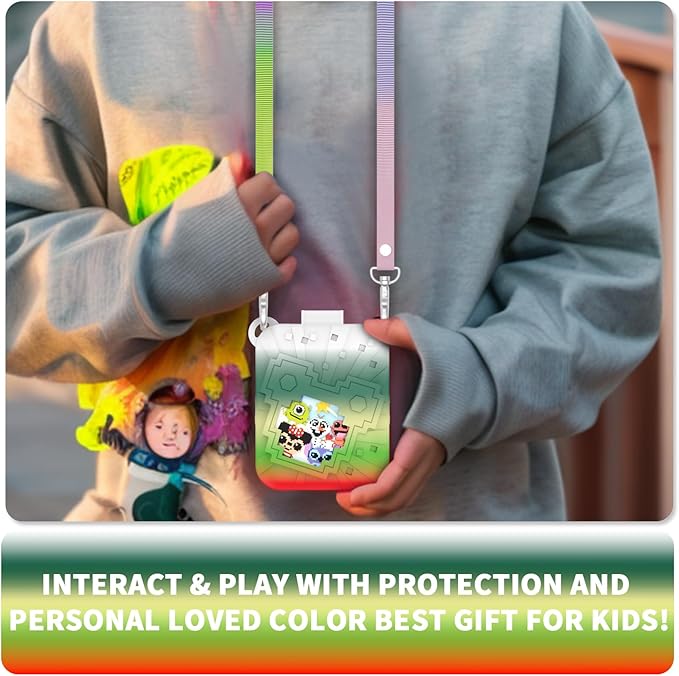 Soft Silicone Case for Bitzee Disney Interactive Toy Digital Pet, Shockproof and Protective Carrying Case for Bitzee Disney Virtual Electronic Pets with Lanyard (Mint Green)