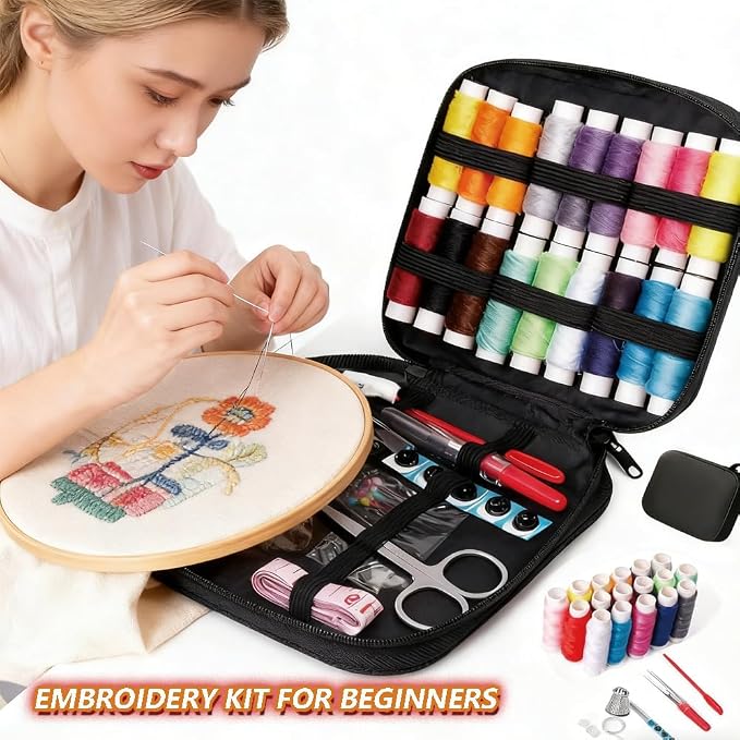OYSMY Embroidery Stitch Book Kit,2026 New Embroidery Kit with 86 PCS Sewing Kit,Includes Illustrated Guide to 106 Universal Embroidery Stitches for Beginners and Craft Lovers(2 Set)