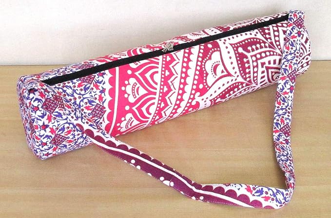 INDIAN CRAFT CASTLE ICC Yoga Mat Bag Carrier Full-Zip Exercise Yoga Mat Carry Bag for Women Men with Multi-Functional Storage Pockets and Adjustable Shoulder Strap 26X6 Inches