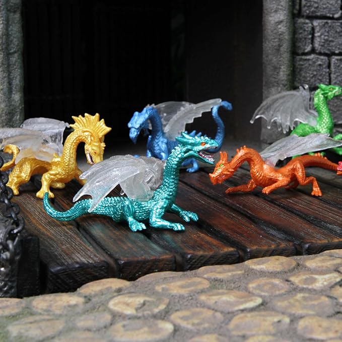 Safari Ltd Dragons Designer TOOB - 6 Mini Figurines Including Forest, Ice, Midnight Moon, Mountain, Cloud and Chinese Horned Dragon - Toy Figures for Boys, Girls & Kids Ages 3+
