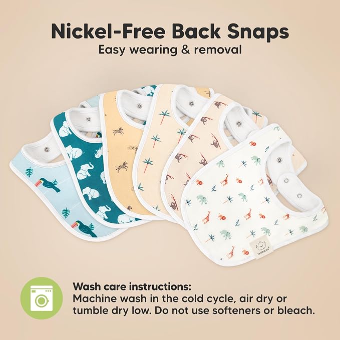 KeaBabies 8-Pack Organic Baby Bibs for Drooling and Teething - Soft Cotton Bibs for Baby Girl, Boy, Extra Absorbent, Easy to Clean & Put On for Toddler, Newborn, Infant 0-24 Months (Mesozoic)