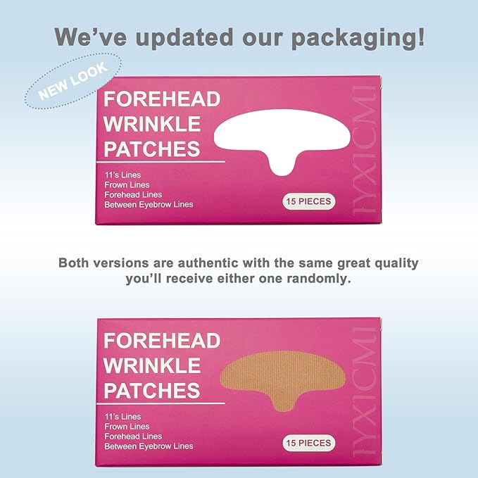 Forehead Wrinkle Patches, 15 PCS Face Tape for Wrinkles, Kinesiology Tape for Face, Facial Myofascial Lift Tape for Frown 11's Lines, Fine Lines Between Eyebrow Wrinkle Patches