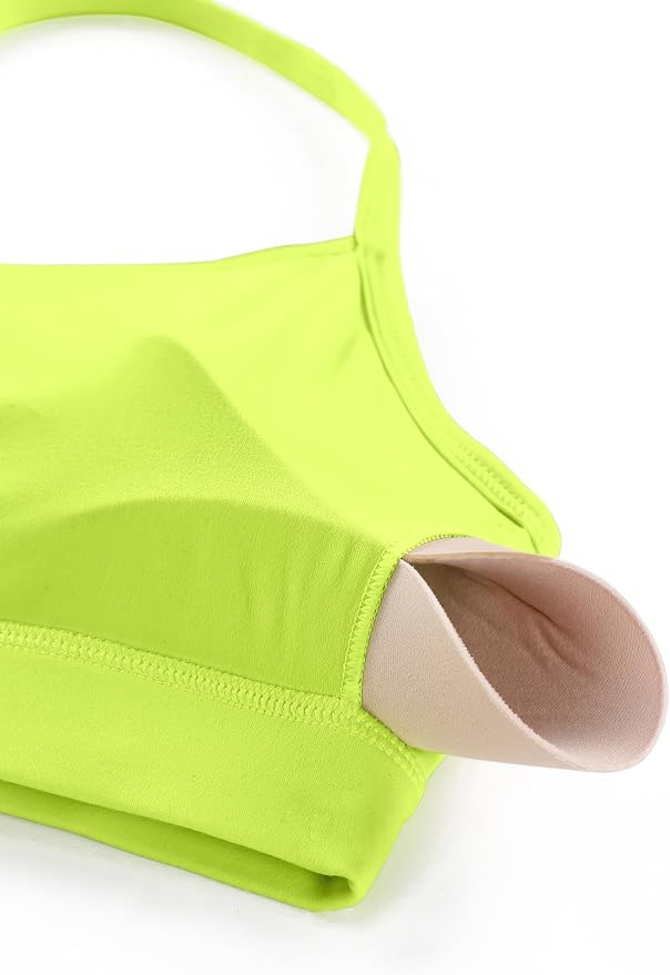 CRZ YOGA Butterluxe Y Back Sports Bras for Women - Padded Racerback Low Impact Spaghetti Thin Strap Workout Yoga Top