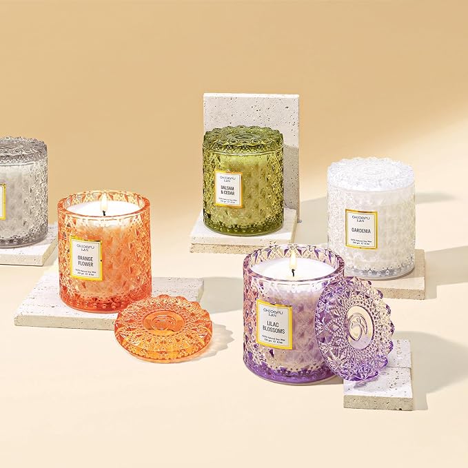 Orange Blossom Candle, Natural Soy Scented Candles for Stress Relief, Holiday Candle Gifts, 55 Hours Smokeless Long Lasting Burning, Great Gift for Women & Men